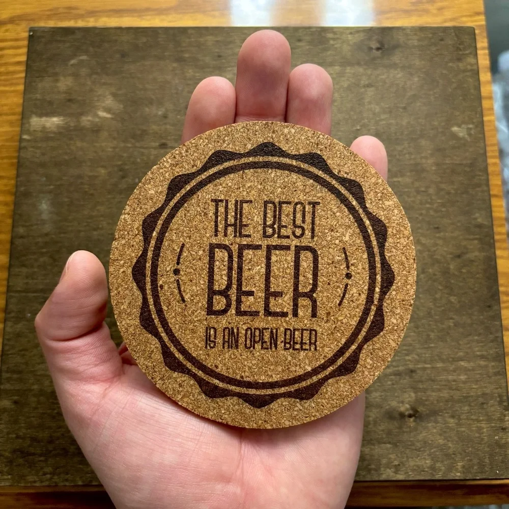 Beer Quote Laser Engraved Cork Coaster #3